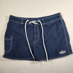 Trixi Womens Navy Blue Board Shorts Lace Up Swim Trunks Size 7 Made in Canada
